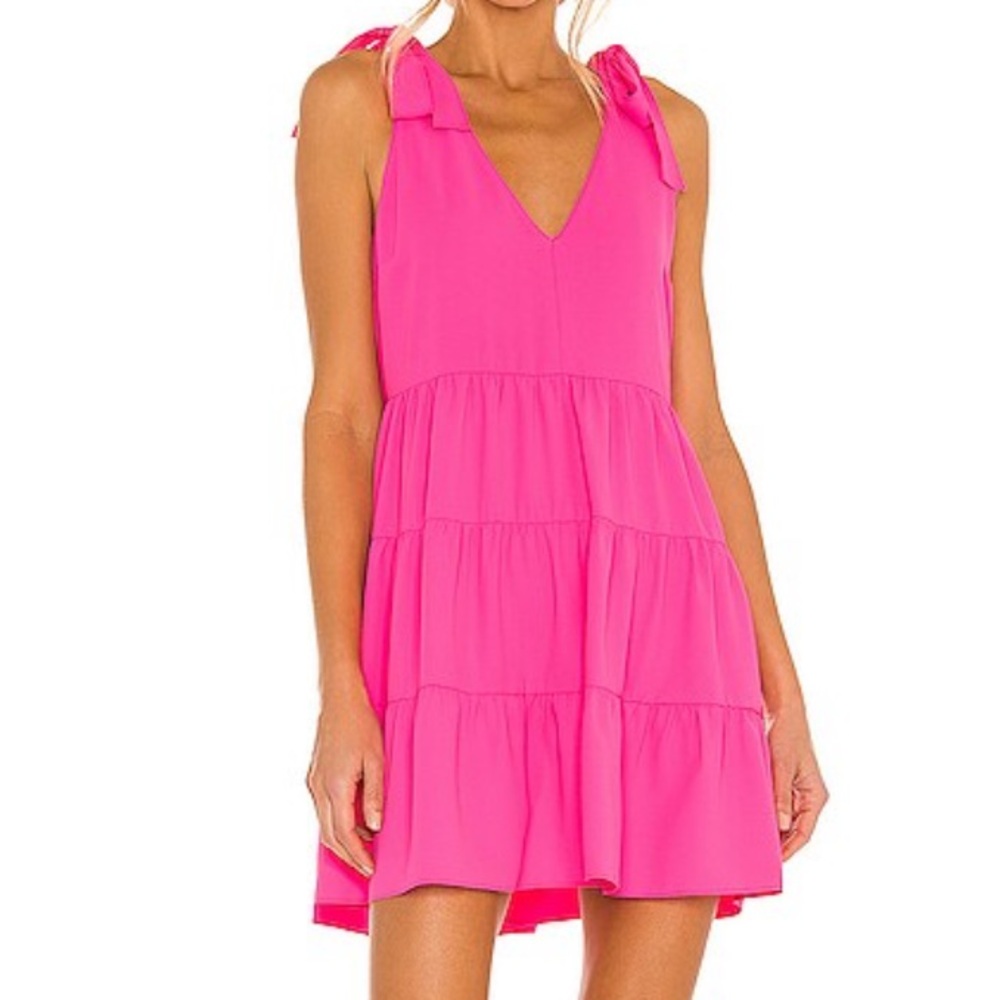 [Amanda Uprichard] Fuchsia Tiered Mini Dress